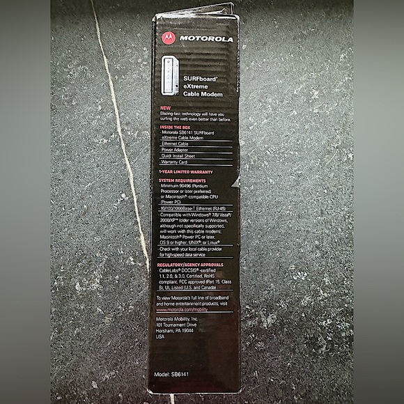 Motorola - Surfboard extreme Cable Modem
Model: SB6141 - Picture 9 of 9